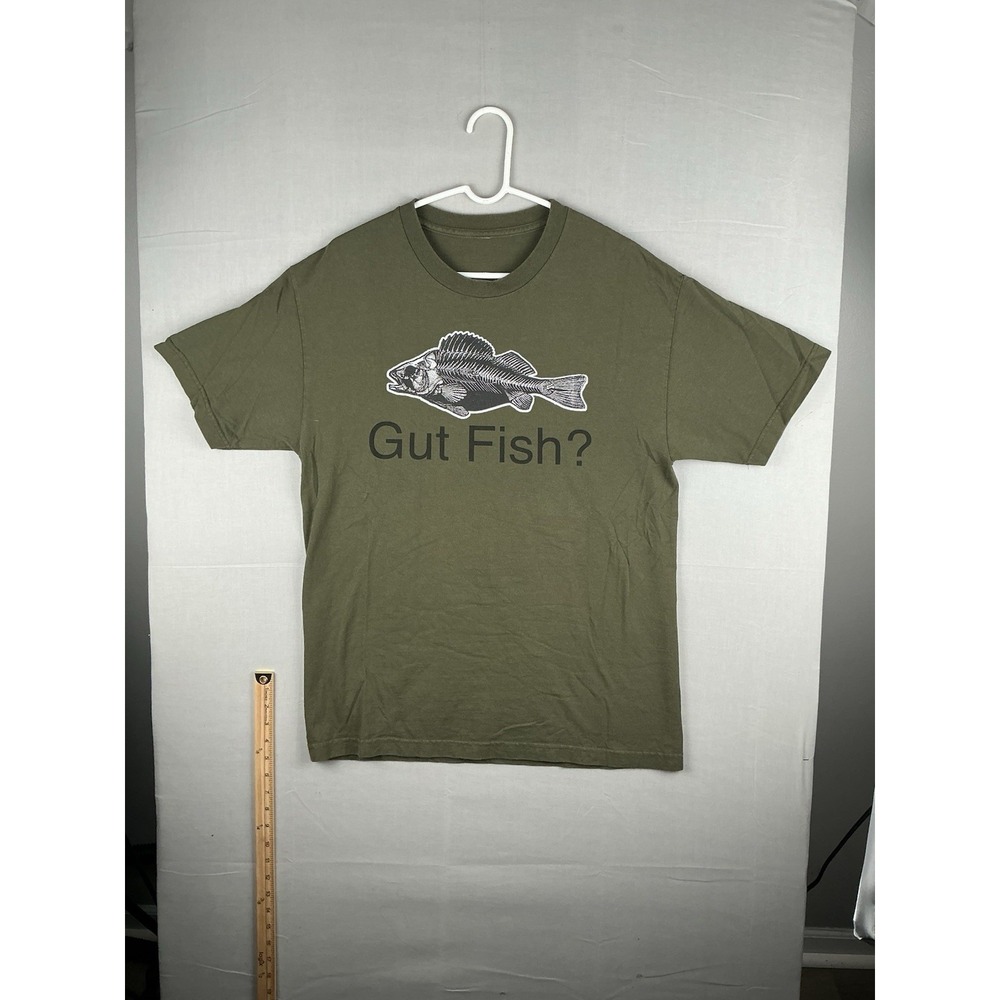 Fishing Graphic T Shirt Mens M Green Gut Fish Outdoor 21